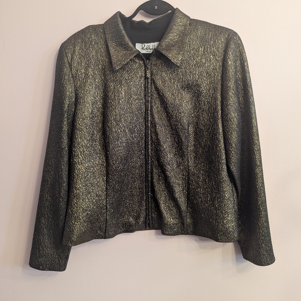 Ribkoff Black and Gold Women's Jacket, Size Large